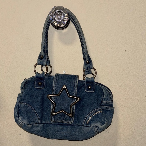 Minga London distressed denim star girl y2k handbag boho grunge goth 90s mini - Picture 9 of 13